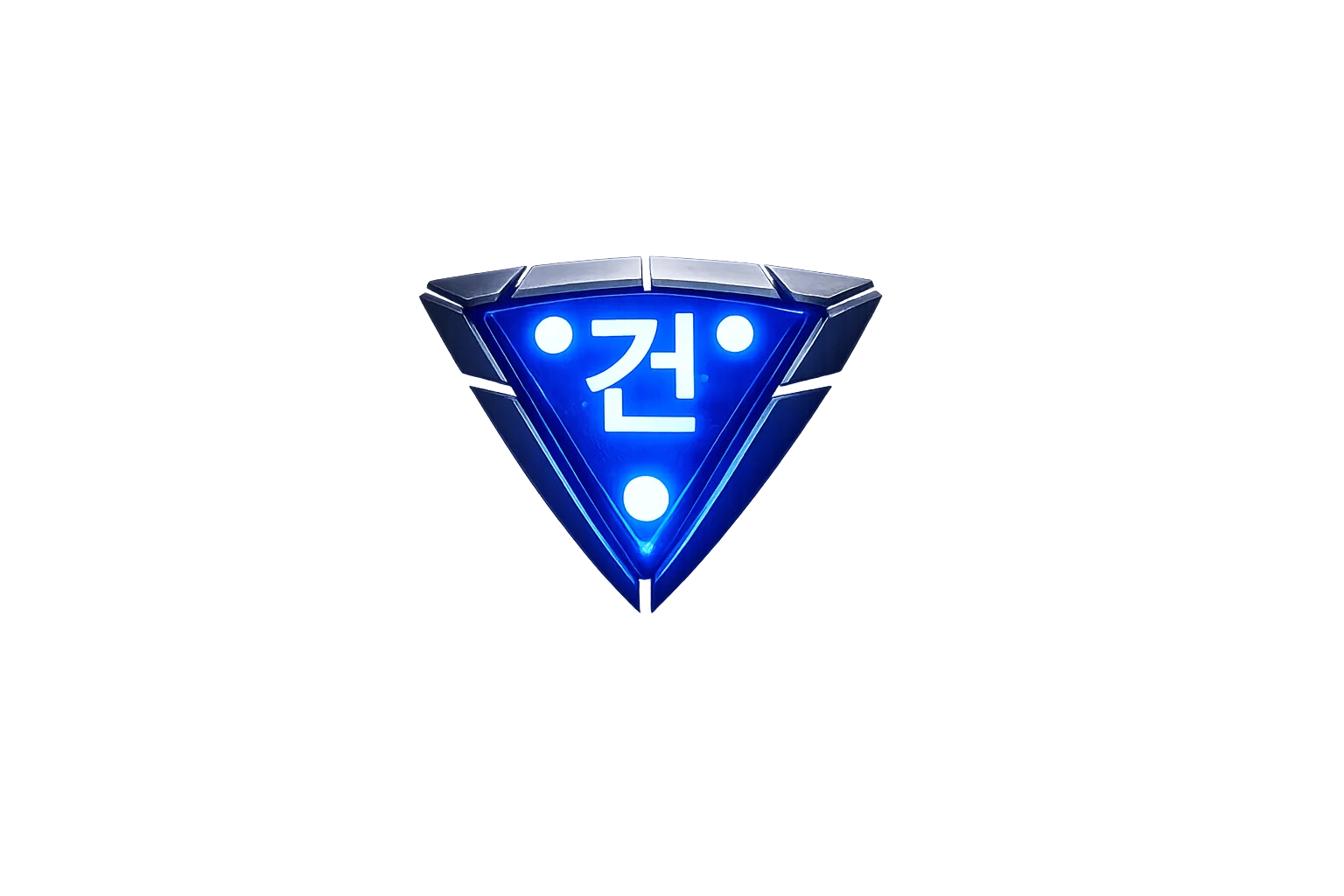 The illuminated triangular Clark Reactor with the Hangul character geon and three fixed points